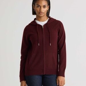 Quince Mongolian Cashmere Full-Zip Hoodie In Rich Burgundy XS